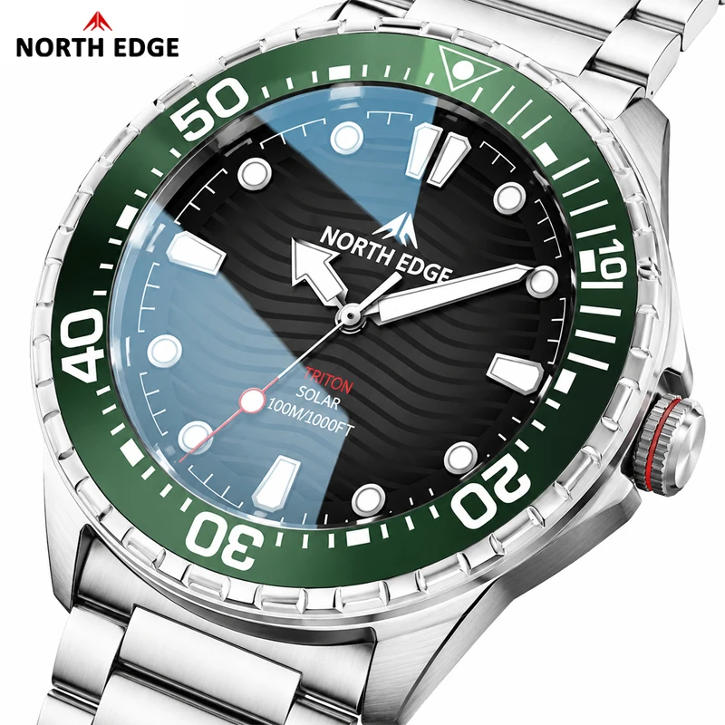 North Edge TRITON Dive Watch For Diver Outdoor Enthusiast Solar Charging 300M Water-Resistant Adventure Ready Men Digital Watch