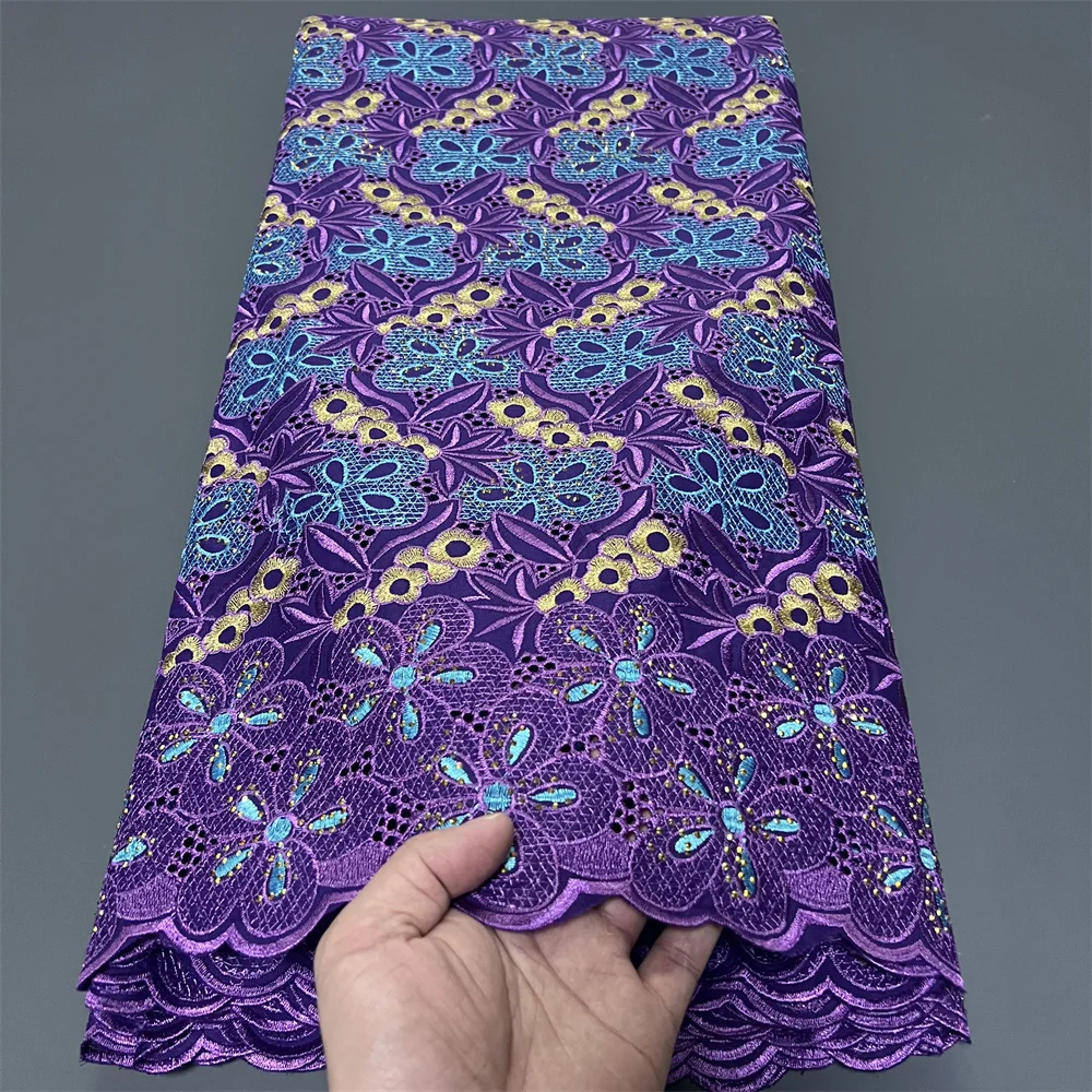 

Африканская кружевная ткань 2025 Высокое качество, хлопчатобумажная ткань по метрам, вышивка, лен, свадебное платье, синий, тюль, дизайн, ткань, 5 ярдов