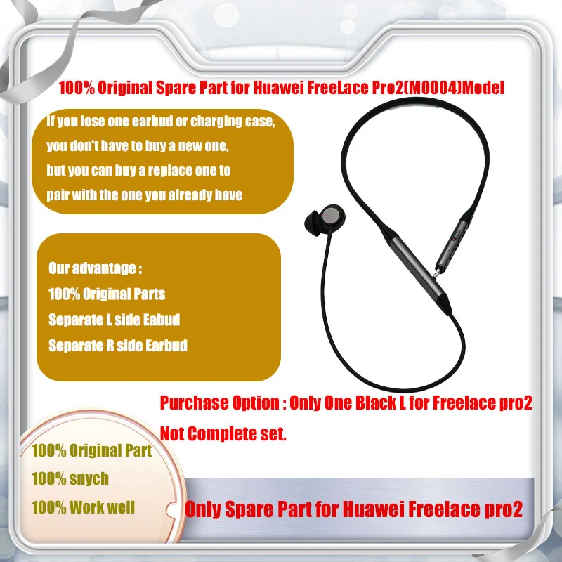Original Part Replacement for Huawei Freelace Pro2(M0004) Bluetooth Headphone Separately Left Right Part Sold Not Full Set