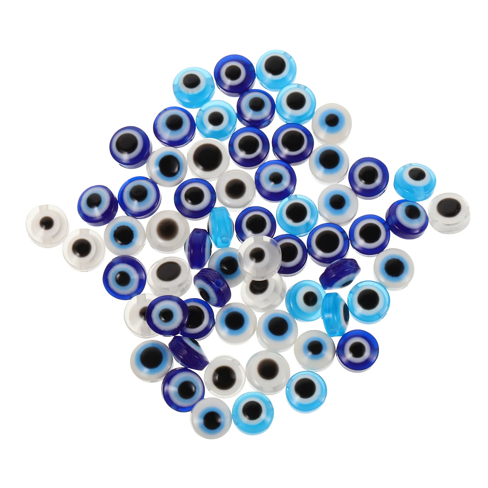

60Pcs Evil Eye Beads Handmade Flat Round Glass Charms for DIY Jewelry Making Bracelets Necklaces 8mm Eye Nail Charms
