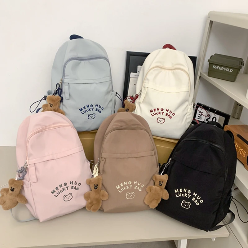 College Women Shoulder Bags High School Schoolbag Black Mochila Waterproof Teenage Bookbag Nylon Rucksack Fashion Girls Backpack