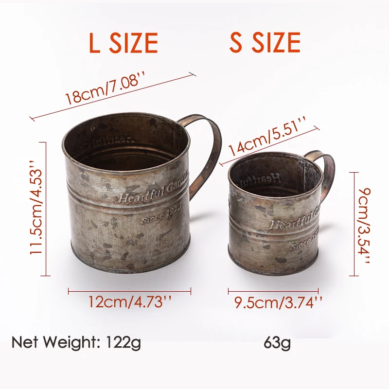 Photography Props Retro Handle Cup Drinkware Wrought Iron Flower Bucket Vintage English Printing Home Decor Gourmet Photography