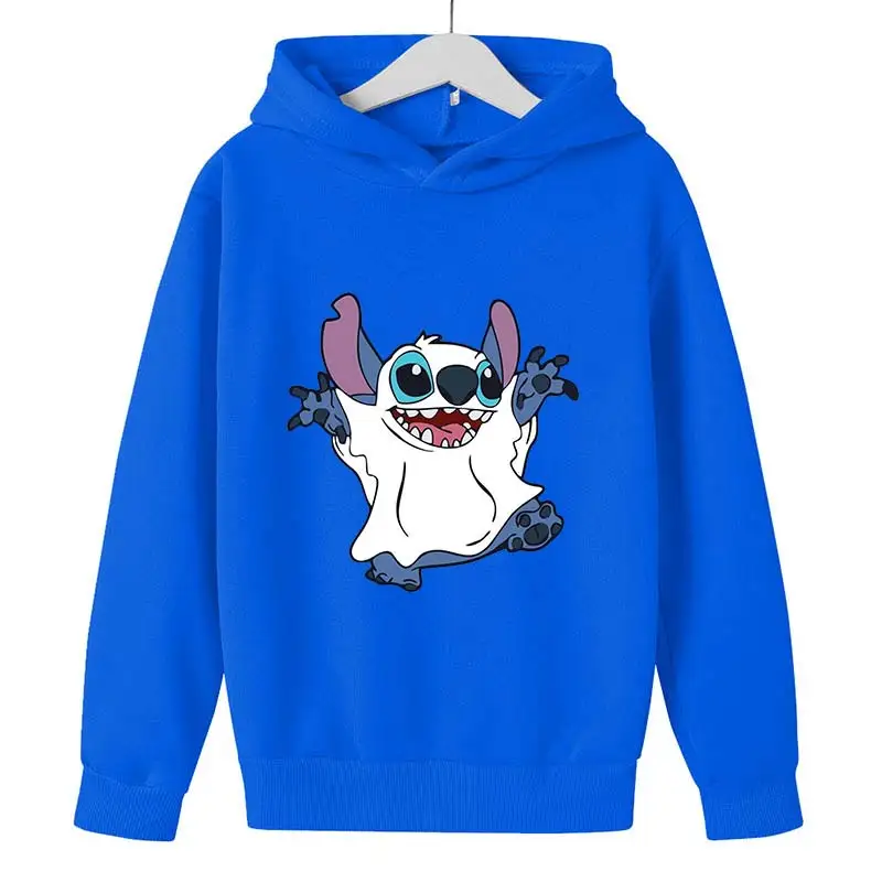 Children's Cotton Sweatshirts Stitch Spring Autumn Long Sleeves Hoodies Clothes Boys And Girls Stich Cartoon Casual Hooded Tops