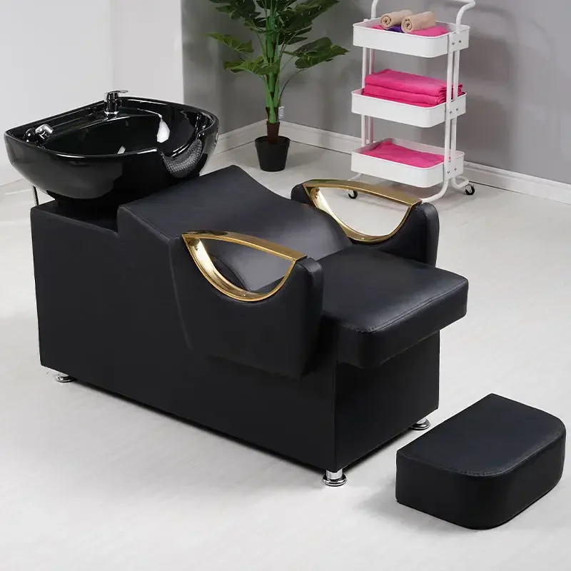 Internet celebrity shampoo bed ceramic basin hair salon recliner flushing  shampoo bed barber shop