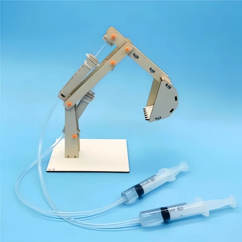 DIY 유압 굴삭기 모델 어린이 과학 장난감 실험 도구 키트 교육용 물리학 교구