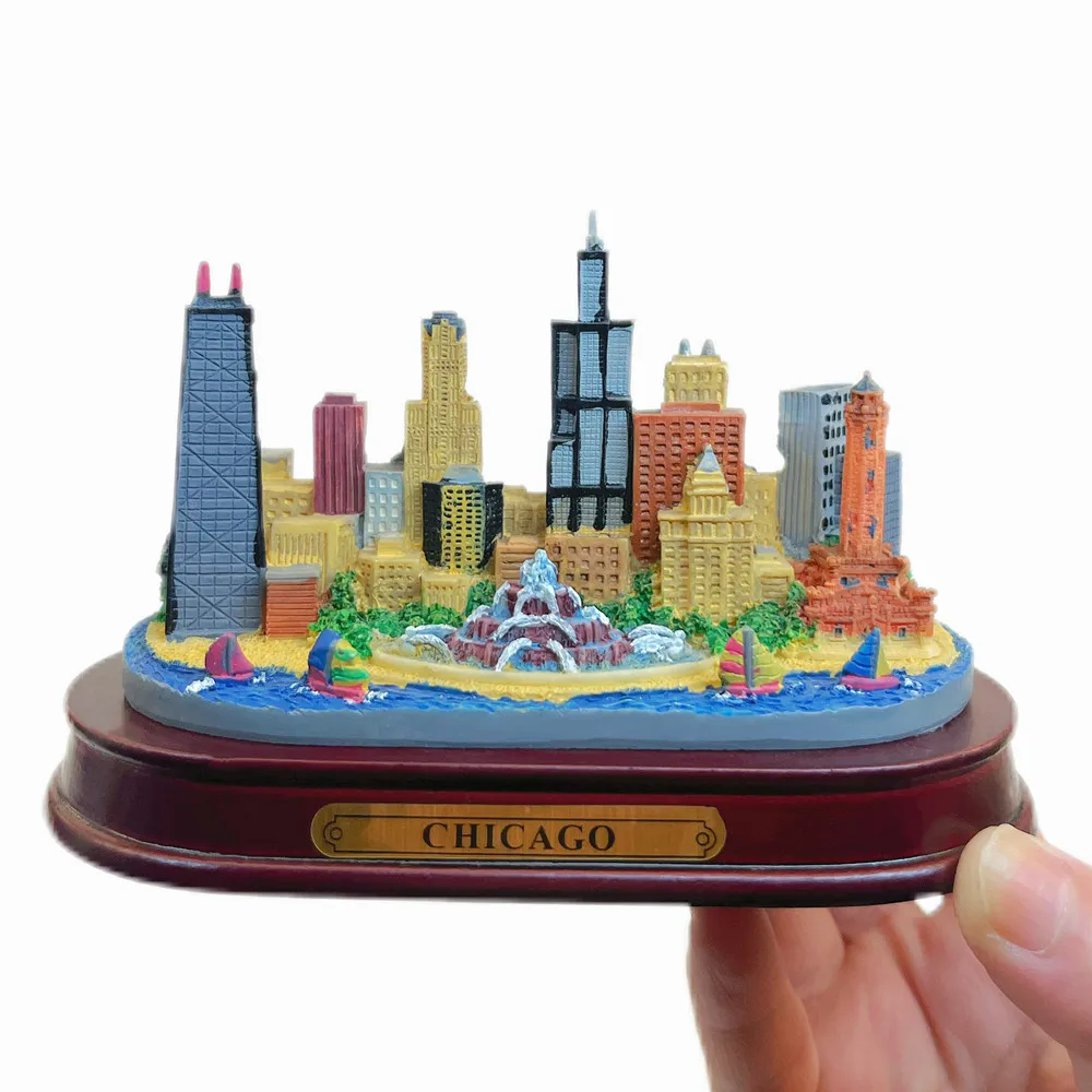 USA Landmark Resin Figurine Ornament, American City Building Table Decor, Travel Souvenir Gift & Collectible