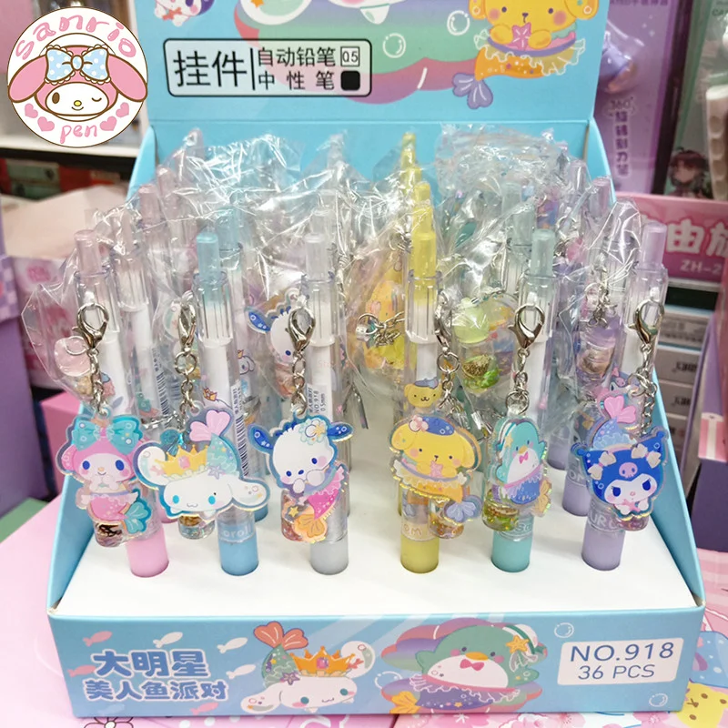 sanrio kuromi kawaii gel pen pingentes canetas material escolar estudante bonito escrever boxed papelaria novo atacado 18 pcs 36 pcs 01