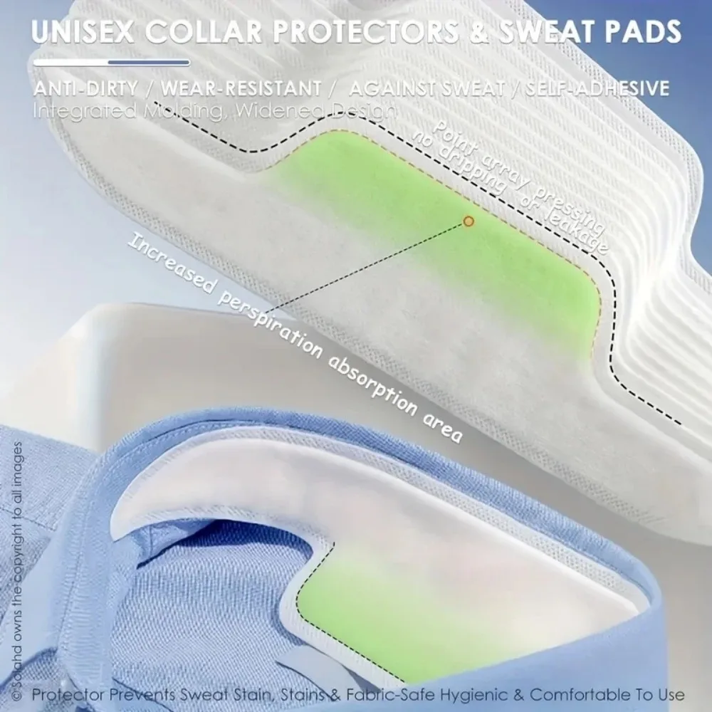 10/20pcs Hats Collar Sweat-Wicking Pads Inner Lining Protection Stickers Disposable Absorbent Dryness Patch for Caps Shirt Liner