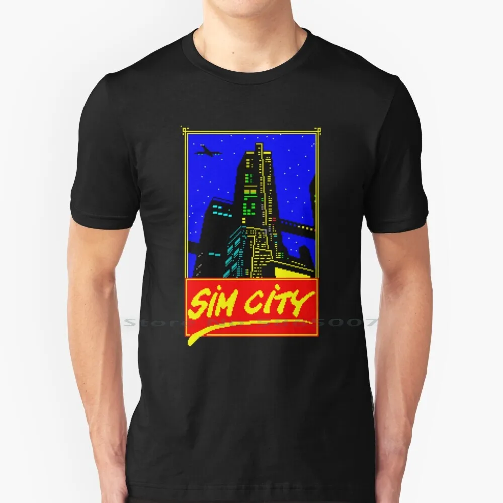 Simcity 100% Cotton T Shirt Zx Spectrum Retro Pixel Game Computer Video City Strategy Simulation Build Tee Short Sleeve Long