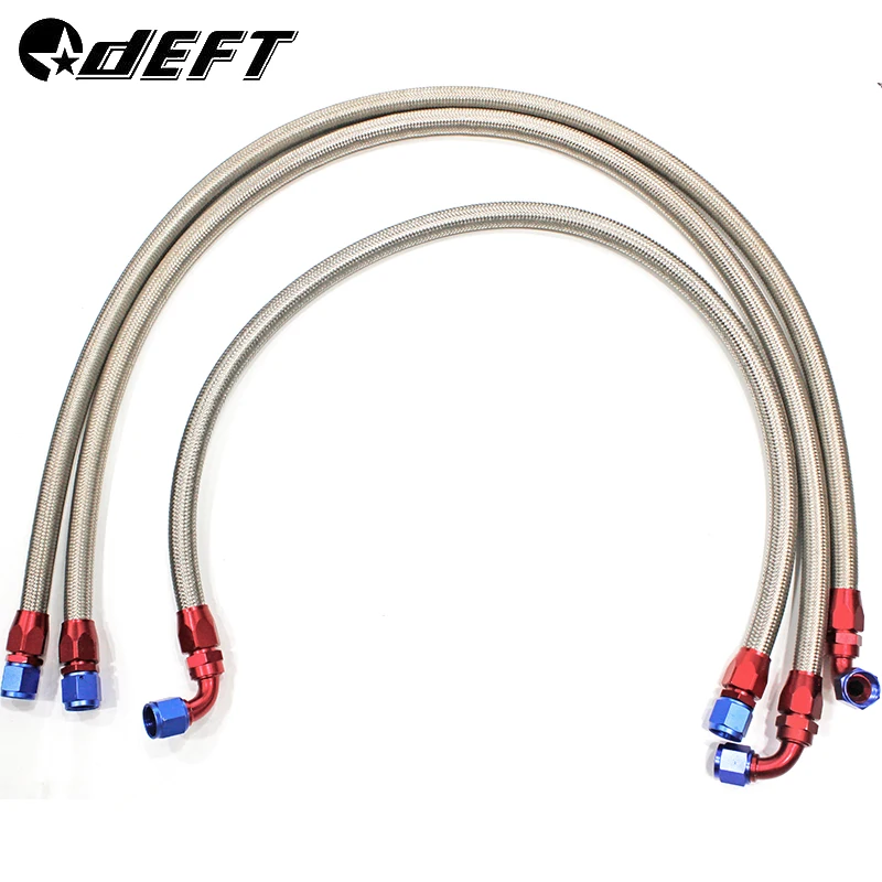 AN10  1M/1.2M Stainless Steel Brained Oil Hose Line Hose Tube With 0Degree 90Degree Swivel Hose End Fitting Installed