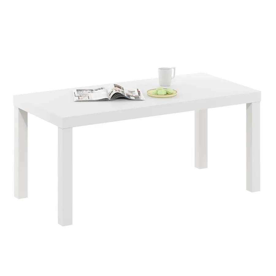 

CLASSIC Coffee Table, Modern Rectangle Coffee Table with Triple Thick Tabletop, Side Table for Living Room, Home Office, White