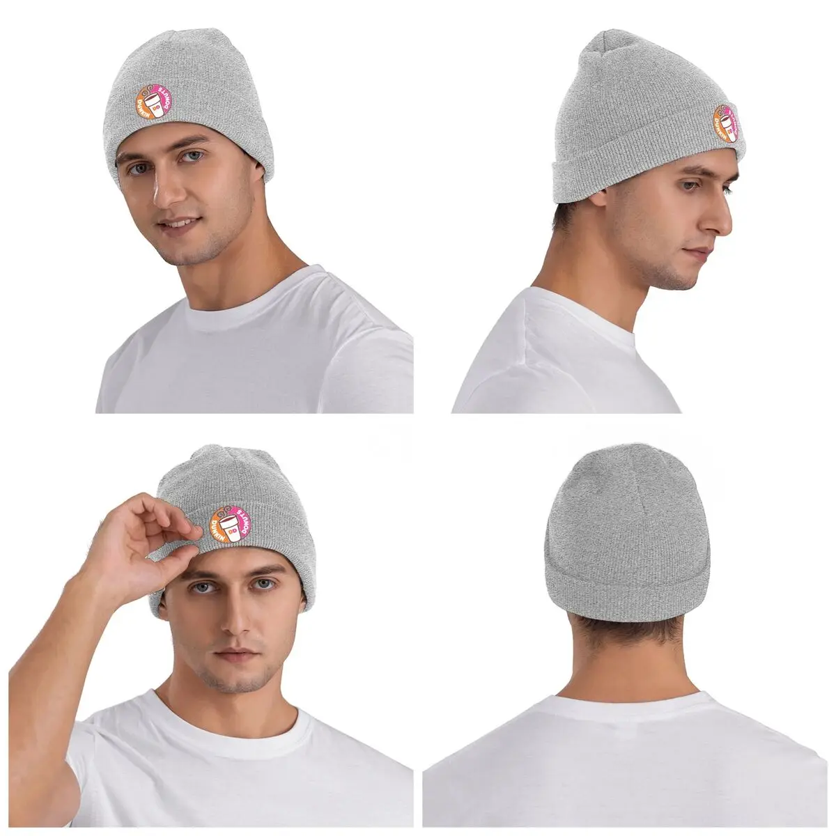 Dunkin Donuts Logo  Warm Knitted Cap Hip Hop Bonnet Hat Autumn Winter Outdoor Beanies Hats for Men Women Adult view 2