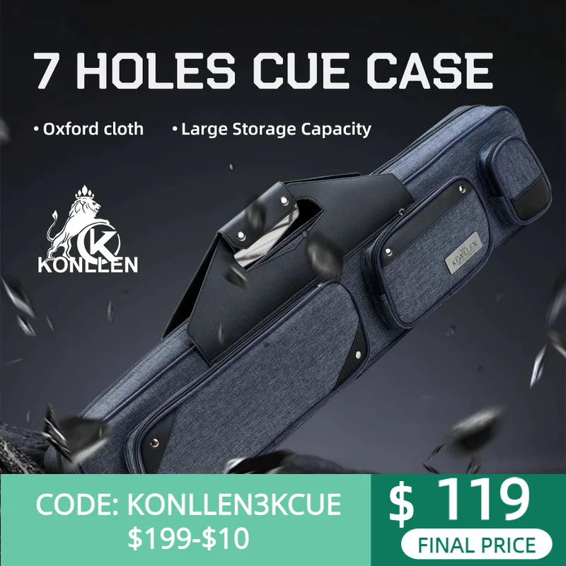 KONLLEN Pool Cue Case 7 holes oxford cloth Pool Stick Case Holds 3 Butts and 4 Shafts waterproof Billiard cue case