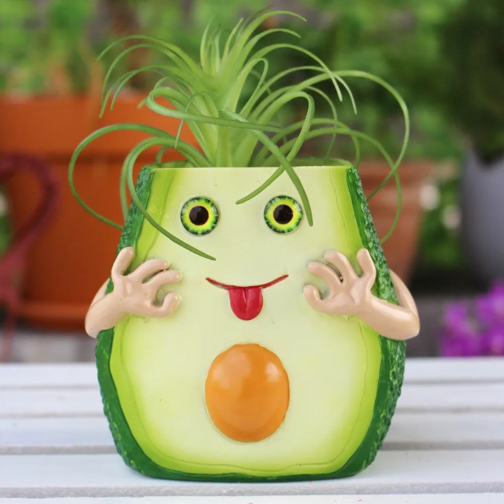 

Durable Cute Avocado Flowerpot Funny Resin Craft Succulents Pot Handmade Cactus Planter Garden Courtyard