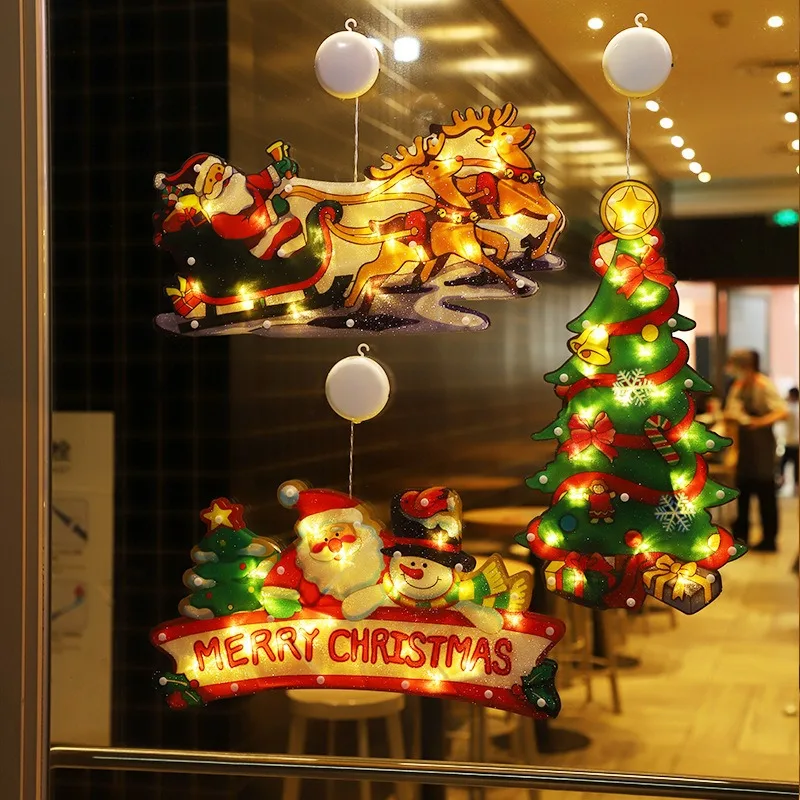 1-10PCS Xmas Decorative LED Suction Light Mini Twinkle for Shop Window Display Home Indoor Party Ambiance Christmas Supplies