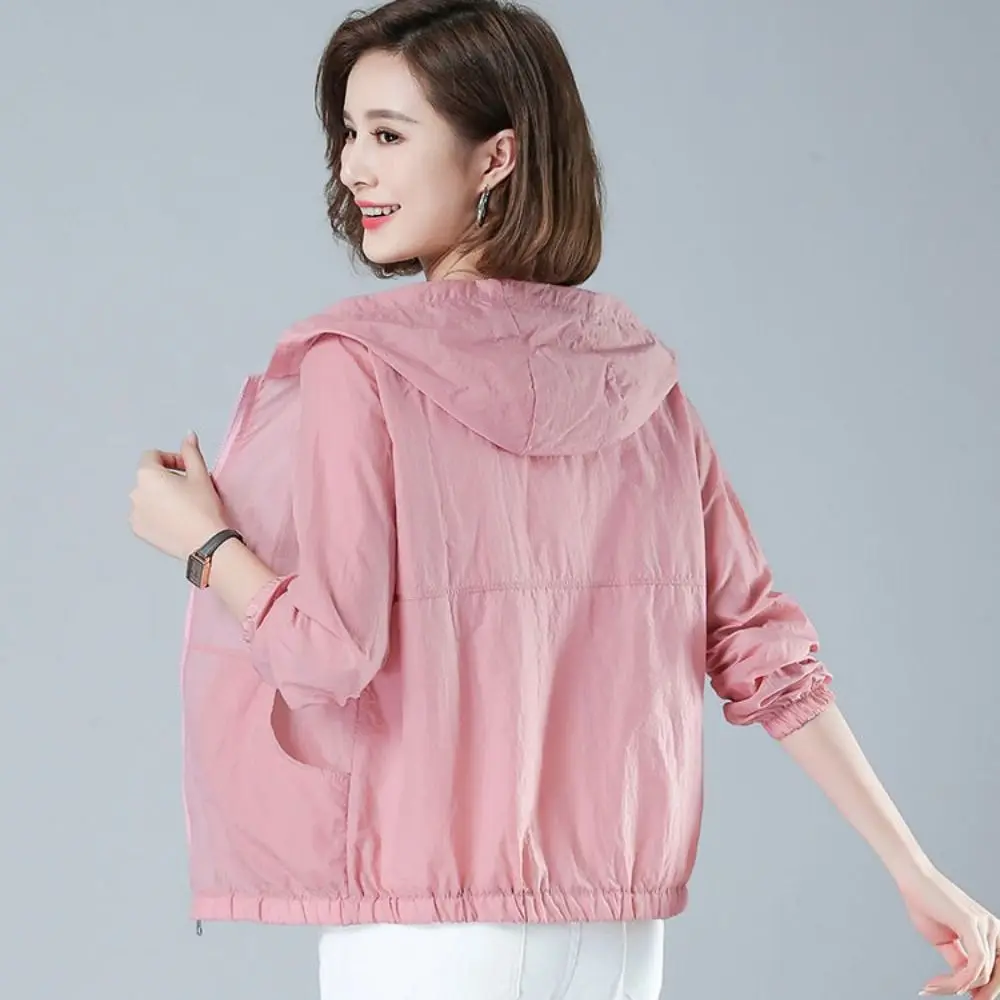 Simplicity Thin Sunscreen Clothing Anti UV Loose Summer Long Sleeved Jacket Sun-Protective Quick Dry Women's Coat Women
