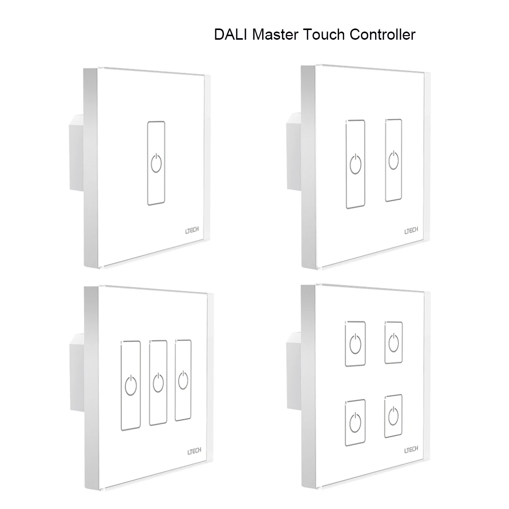 LTECH New Dali Led Dimmer Master Controller 1 2 3 4 Zones Touch Panel On/Off Switch Wall Touchable Power EDA1 EDA2 EDA3 EDA4