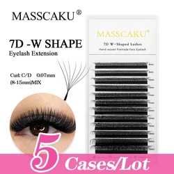 MASSCAKU 5 casi/lotto W Ciglia 0.07 C/D Premade W Fan Lash Estensioni Naturale Morbido Nero W Stile Ciglia Visone Finto Ciglia Individuali