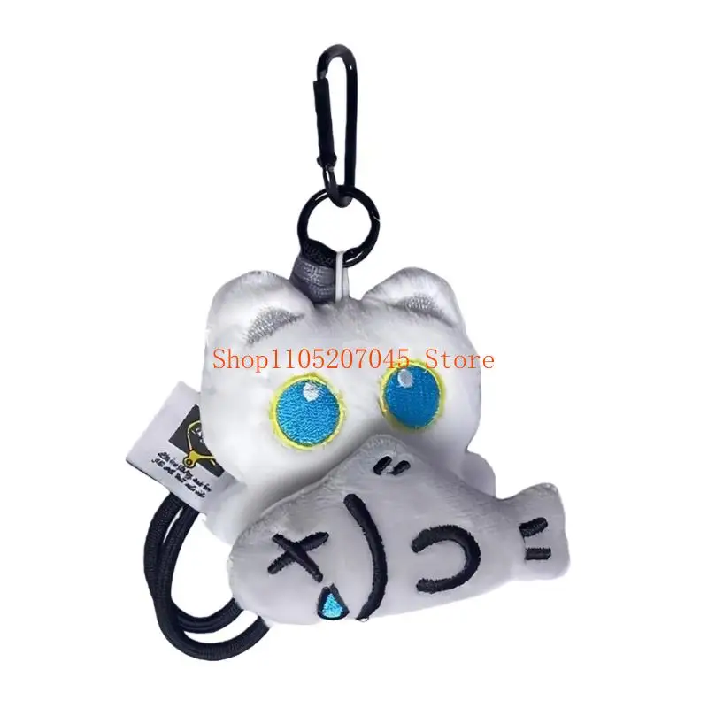 37cd Lovely Plush Cats Fish Keychain Pendant Backpack Decoration Charm Car Keyring