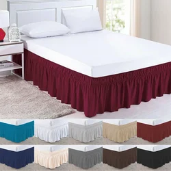 1PC Jednokolorowe elastyczne falbany do łóżka Spódnica do łóżka Wrap Around Style Easy Fit 15inch Drop Dust Ruffle BedSkirt Corners Fade Resistant