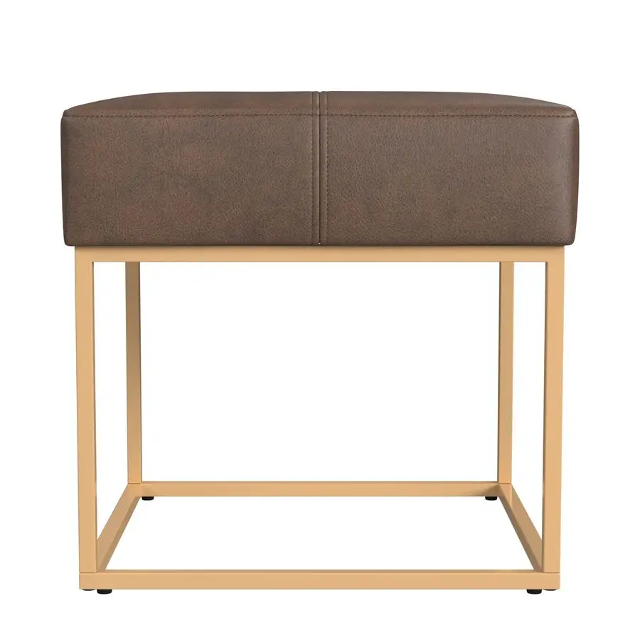 

Decorative Small Square Gold Metal Ottoman Ottoman Stool for Living Room amp Bedroom Decorative Home Furniture Brown Faux Leathe