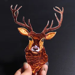 Embroidery Badges for Clothes Decoration, Forest Animal, Elk, Applique, Iron on Cute, Applique, Cute, Wholesale, Size 16.5*12cm