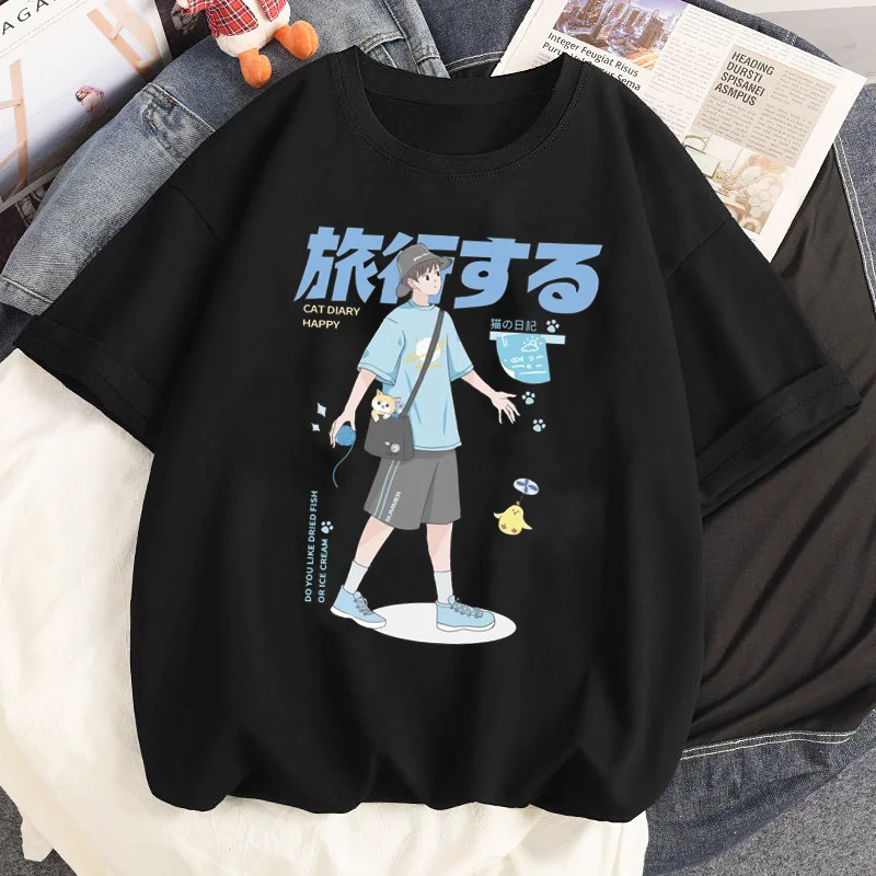 Funny Flight Travel Graphic T Shirts Y2k Girls Clothing Harajuku Clothes Summer Streetwear Japanese T-shirt Kawaii Women's Tops