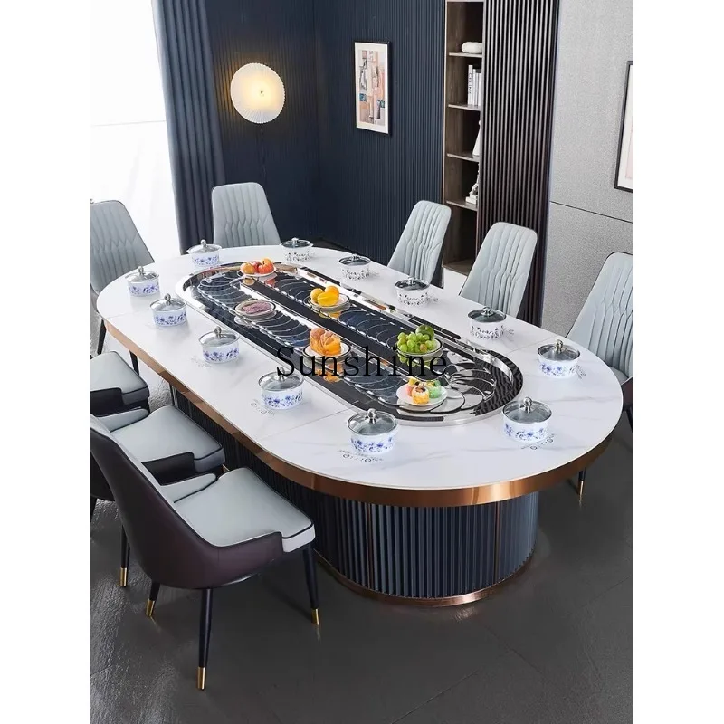 Oval electric dining table rectangular rotary hotel dining table