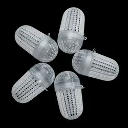 5pcs/set White Hollow Carp Fishing Bait Cage Trap Basket Feeder Holder Portable PE Fishing Lures Cage High Quality Durable