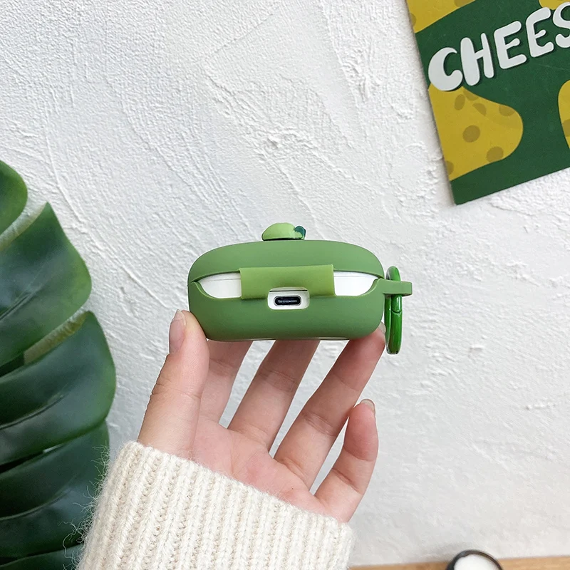 Realmeの漫画のヘッドフォン,Air 2のケース,楽しい,恐竜,シリコン,ハートホルダーアクセサリー付きの電話プロテクター