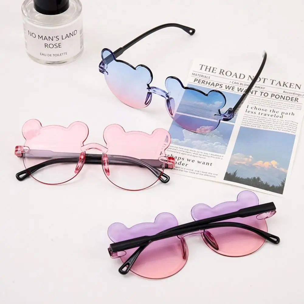 Cute PC Kids Sunglasses UV375 Gradient Children Rimless Sun Glasses Party Little Bear Eyewear for Boys Girls