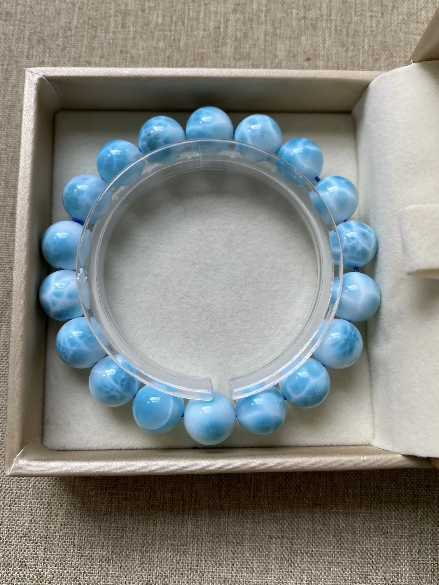 Natural Blue Larimar Round Beads Bracelet Women 11.3mm Blue Larimar Beads Bracelet AAAAAA