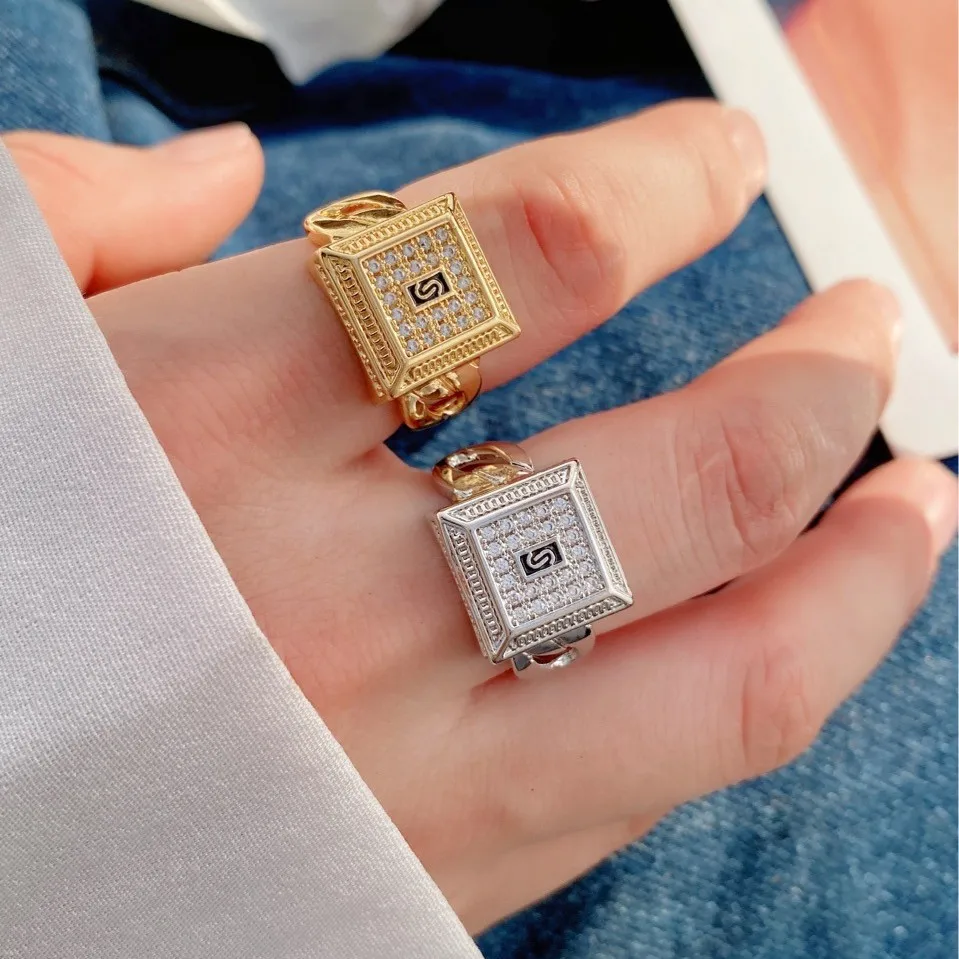 الأزياء الأوروبية والأمريكية هندسية الزركون مكعب 18K الذهب كامل الماس الكوبية سلسلة سوار