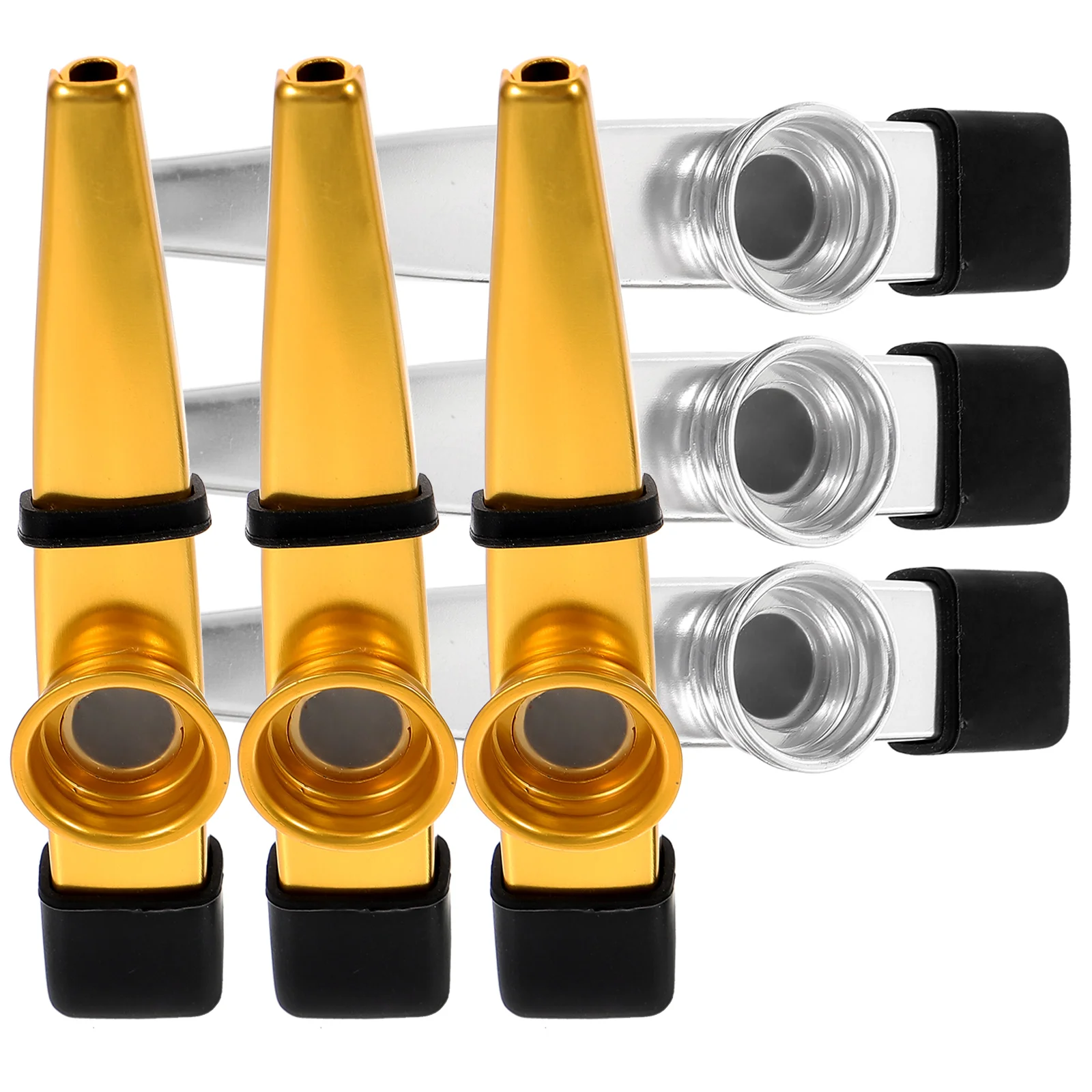 

6pcs Metal Kazoo Instrument Kids Musical Small Beginner Silver Gold Dustproof Mouthpiece Easy to Play Practice