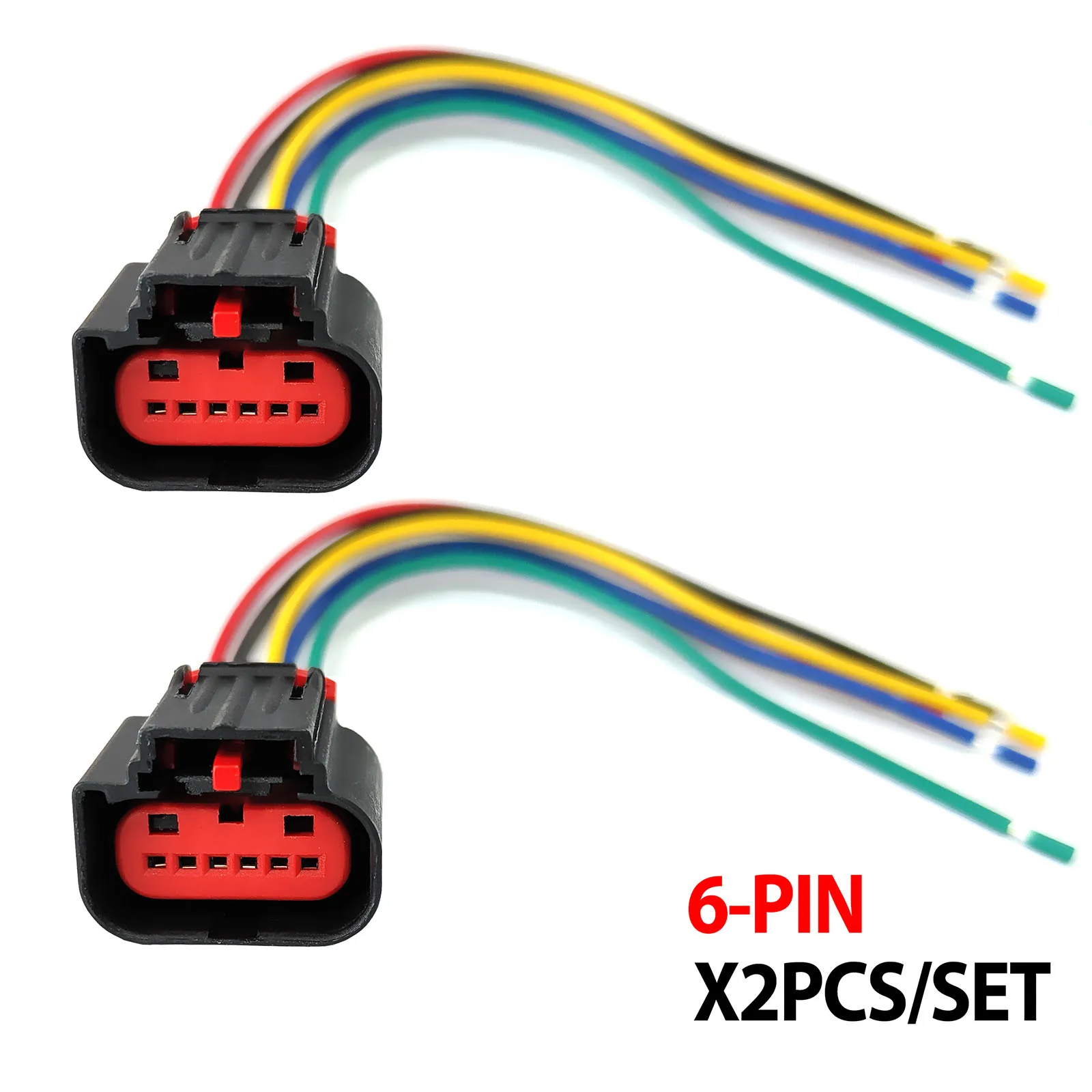 2x For Ford C-Max Focus Galaxy Kuga Mondeo S-Max Tourneo Transit Connect MAF Mass Air flow Meter Sensor 6PIN Connector Plug Loom