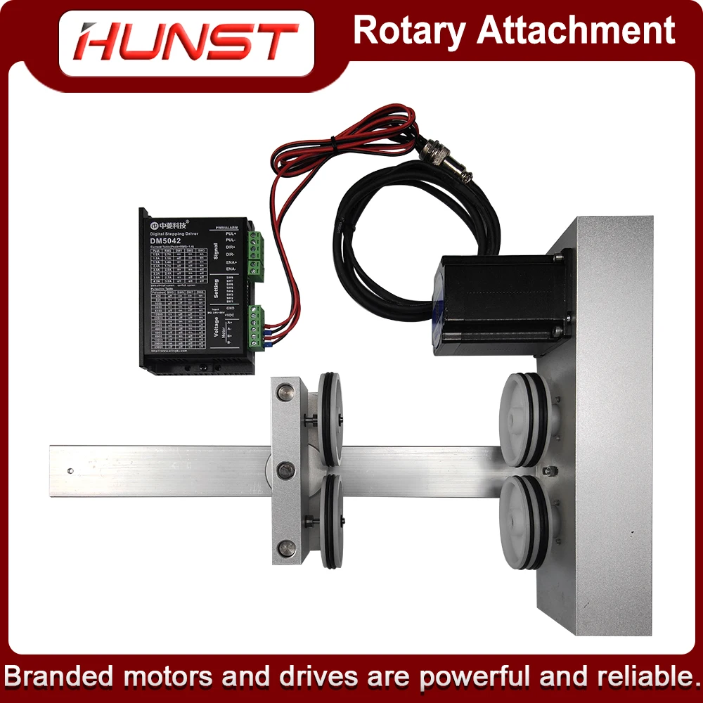 HUNST Rotary Attachment for Laser Engraving Cutters and Laser Markers 2-Phase and 3-Phase Roller Stepper Motor Rotary Shafts