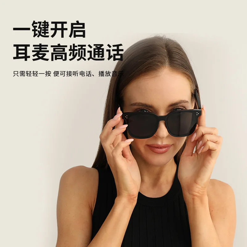 Smart Bluetooth Glasses with Black Frame Bluetooth Portable Glasses AI Headwear Waterproof Bluetooth Glasses