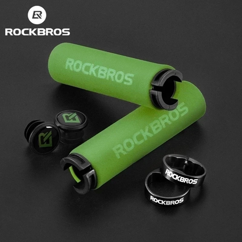 ROCKBROS Cycling Handlebar Bicycle Grips MTB Silicone Sponge Handlebar Grips Anti-skid Shock-absorbing Soft Bike Grips Ultraight