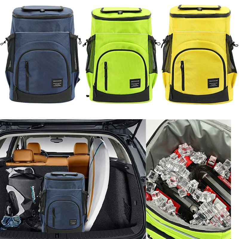 33L Large Picnic Cooler Backpack  Waterproof Thermal  Refrigerator Fresh Cold Warm Keeping Insulated Bag Camping Organizornisor