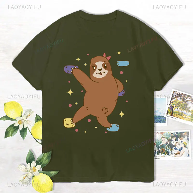 Rock Climbing bradipo Climber stampa T-shirt Fun bradipo arrampicata su roccia magliette in cotone sport all'aria aperta abbigliamento Casual T-shirt Unisex