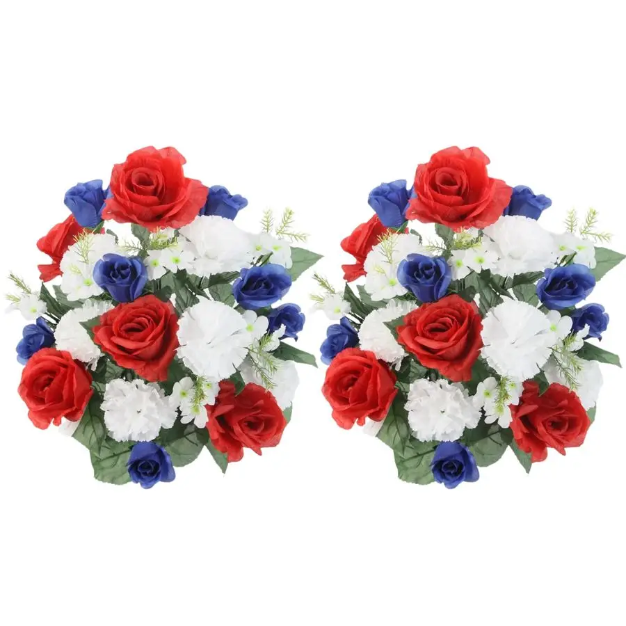 

2 шт. Искусственные цветы: розы и гвоздики, смешанный букет, 24 стебля, для весеннего декора, искусственные цветы для дома, свадьбы, украшения кладбища