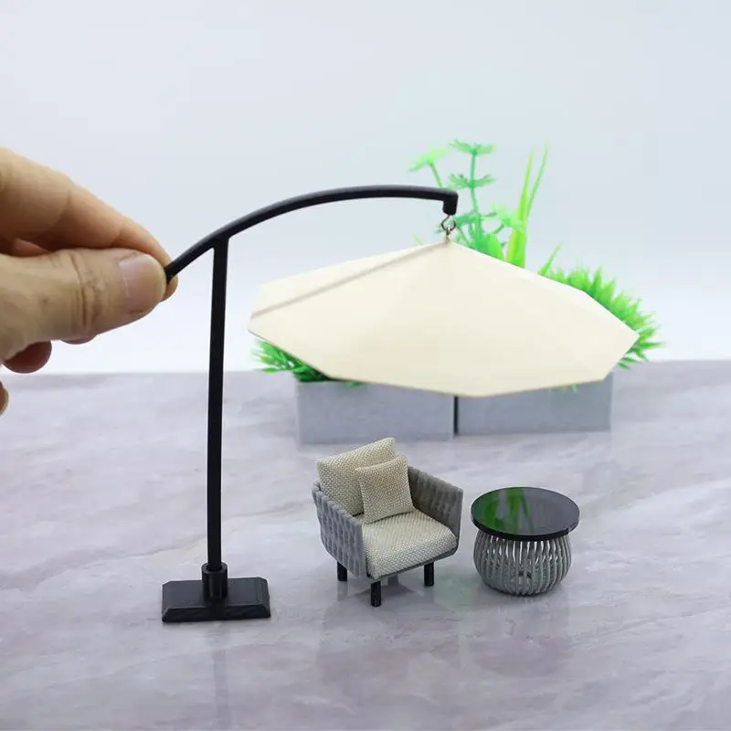 1 szt. Miniaturowy parasol słoneczny do domku dla lalek, symulowany model parasola do piaskownicy, zewnętrzny parasol przeciwsłoneczny, ozdoba do ogrodu, na dziedziniec, prezent