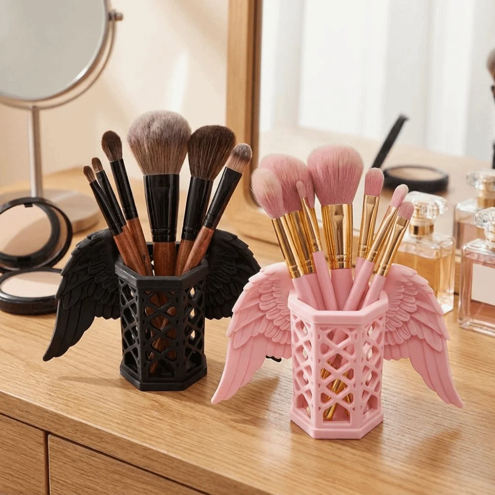 Creative Plastic Angel Wings Pen Holder Hollow Decorative 3D Printed Pen Stand Stable Pen Container For Home
