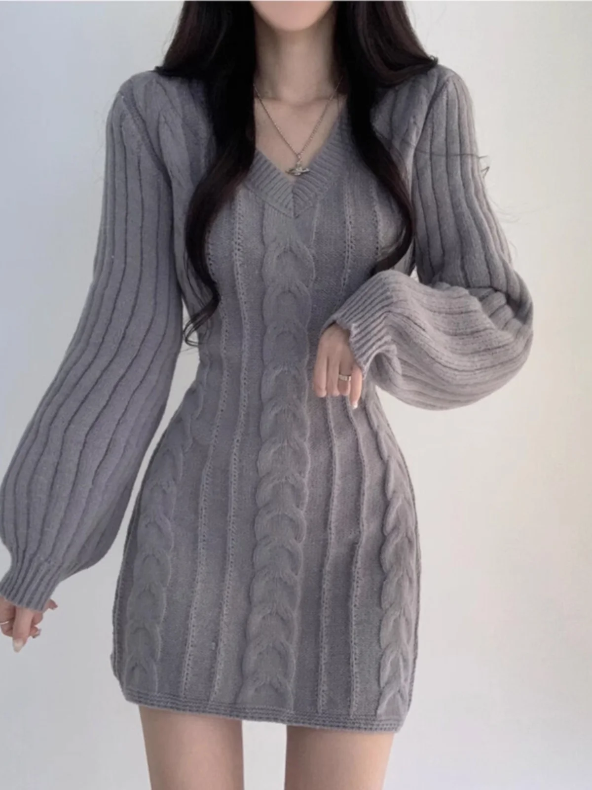 Printemps tricoté Dr femmes coréennes Sle Vintage torsion Ba fendu minceur moulante jupe pull ort jupe a-ligne Dr