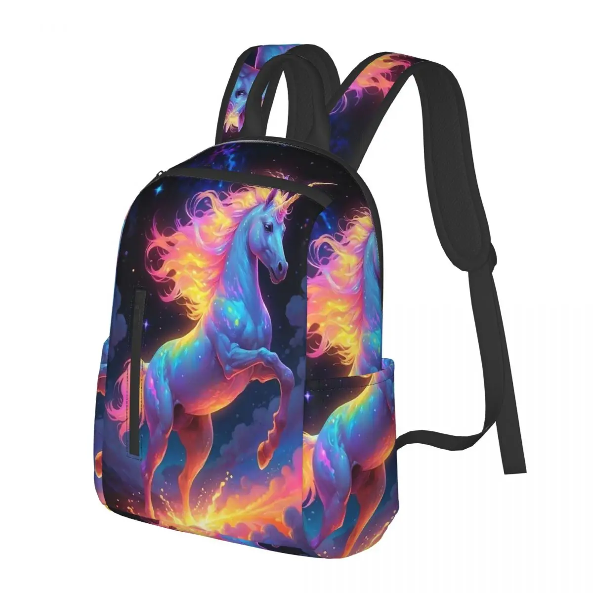 Starry Sky Galactic Colorful Unicorn Student Backpack School Bag Hiking Travel Daypack for Boys Girls Bookbag Shoulder Bags