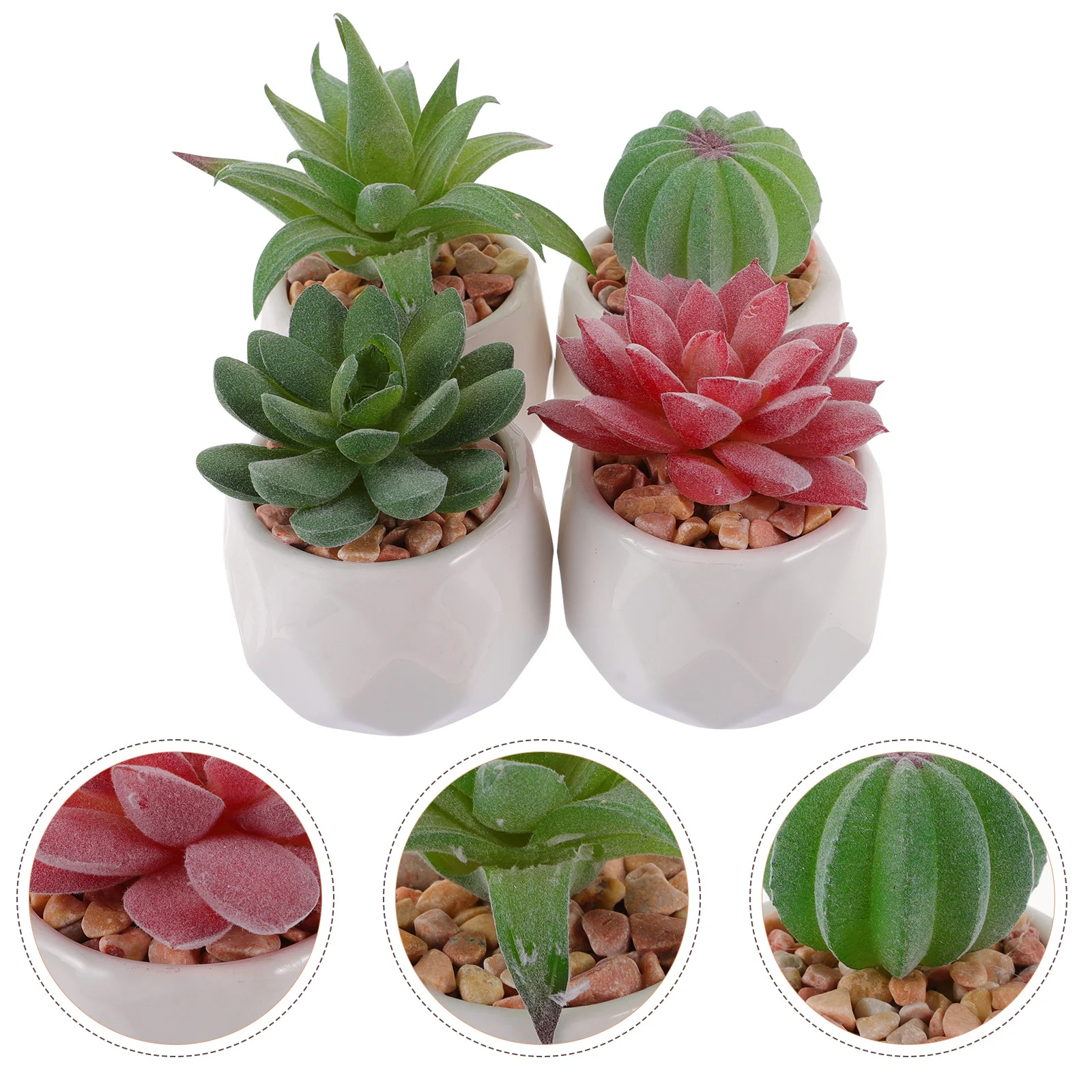 

4Pcs Artificial Succulents Potted Plants Realistic Mini Indoor Decor for Desk Shelf Bathroom Office Home Garden Landscape