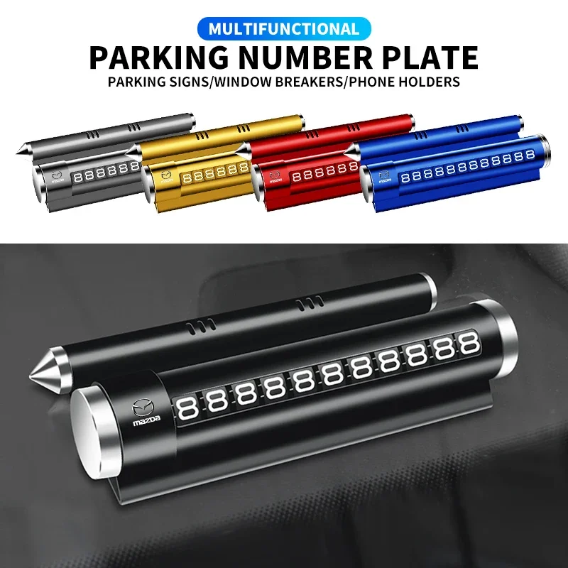 

Car Safety Hammer Multifunctional Aromatherapy Temporary Car Parking Plate For Mazda 3 6 Atenza Axela Demio CX3 CX5 MP MS RX8