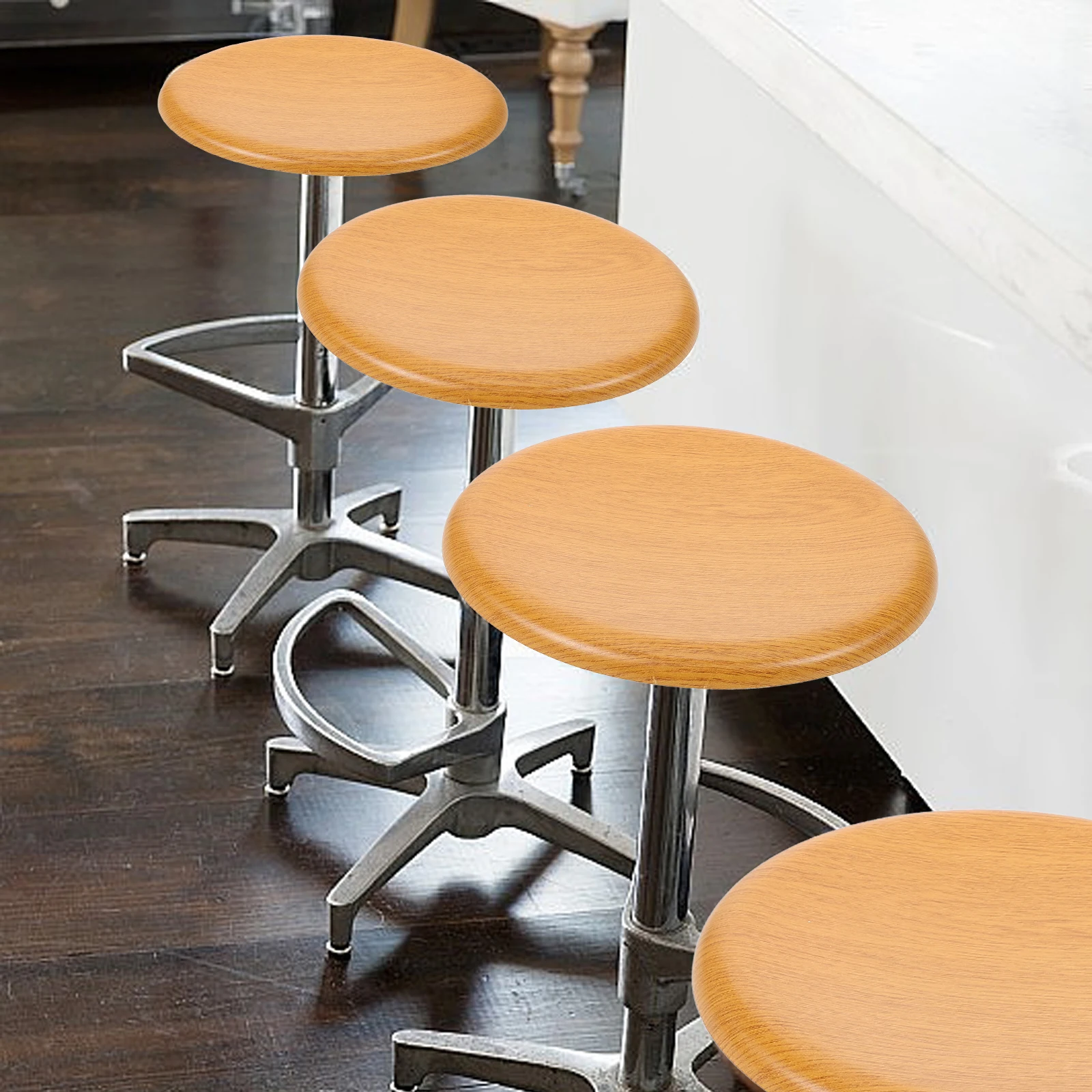 

Wooden Bar Seat Replacement 30cm Round Wood Grain Dining Chair Cover Stool Seating Wooden Stool Accessory Part