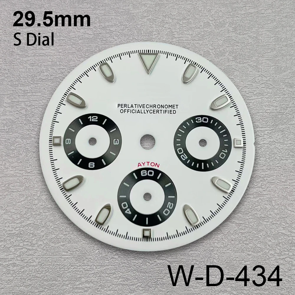 Tarcza z logo S, wzór panda, 29,5 mm, pasuje do mechanizmu VK63, zielona luminescencja, wysokiej jakości tarcza, akcesoria do modyfikacji zegarków.