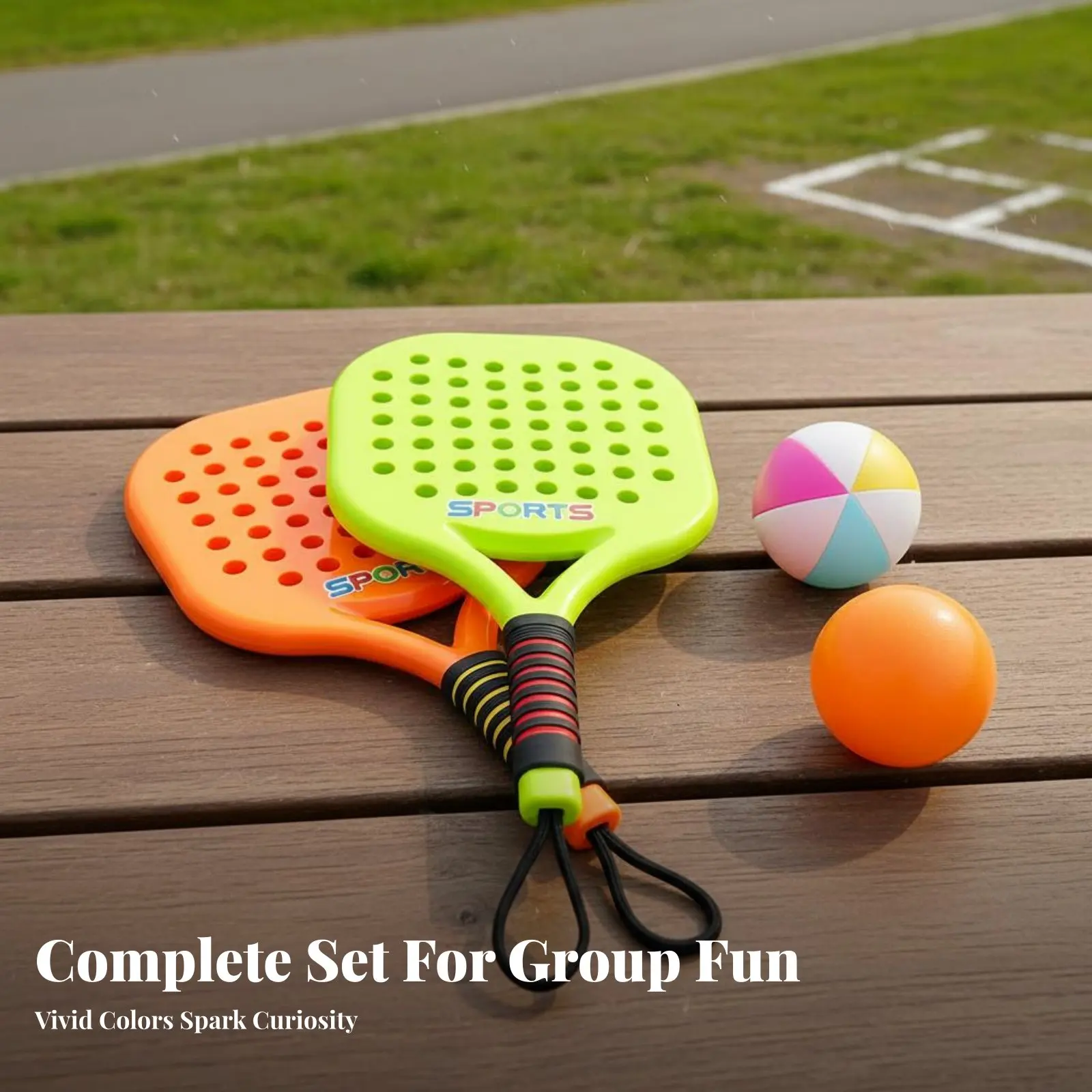 

Детский набор для пиклбола: долговечные ракетки для детей, набор для игры в паддл-теннис с пенопластовыми ручками, пластиковые ракетки с увеличенной головкой для игры в парке